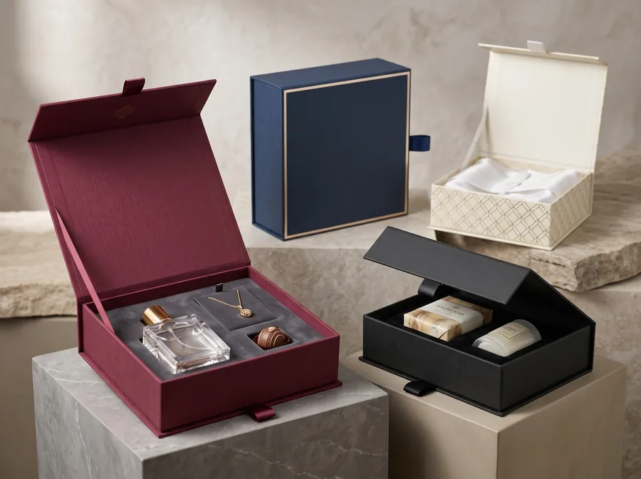Magnetic closure gift boxes