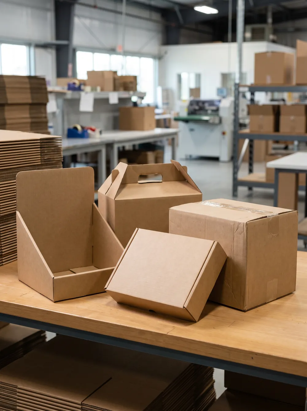 Corrugated used across display, gable, mailer, and shipping box structures