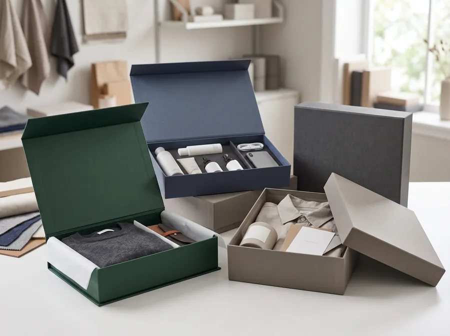 Apparel and gift sets in rigid boxes
