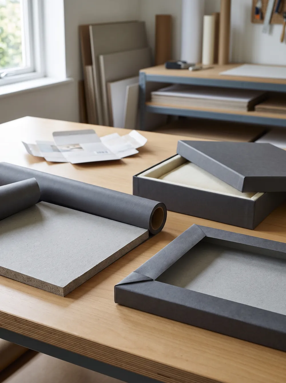 Greyboard core and wrap paper for rigid box construction