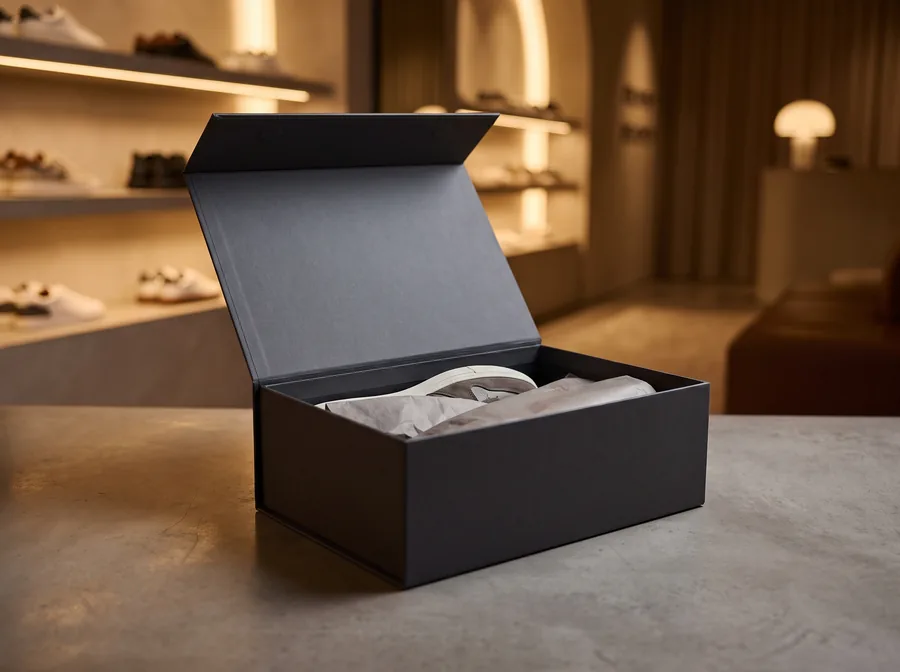 Magnetic closure shoe boxes