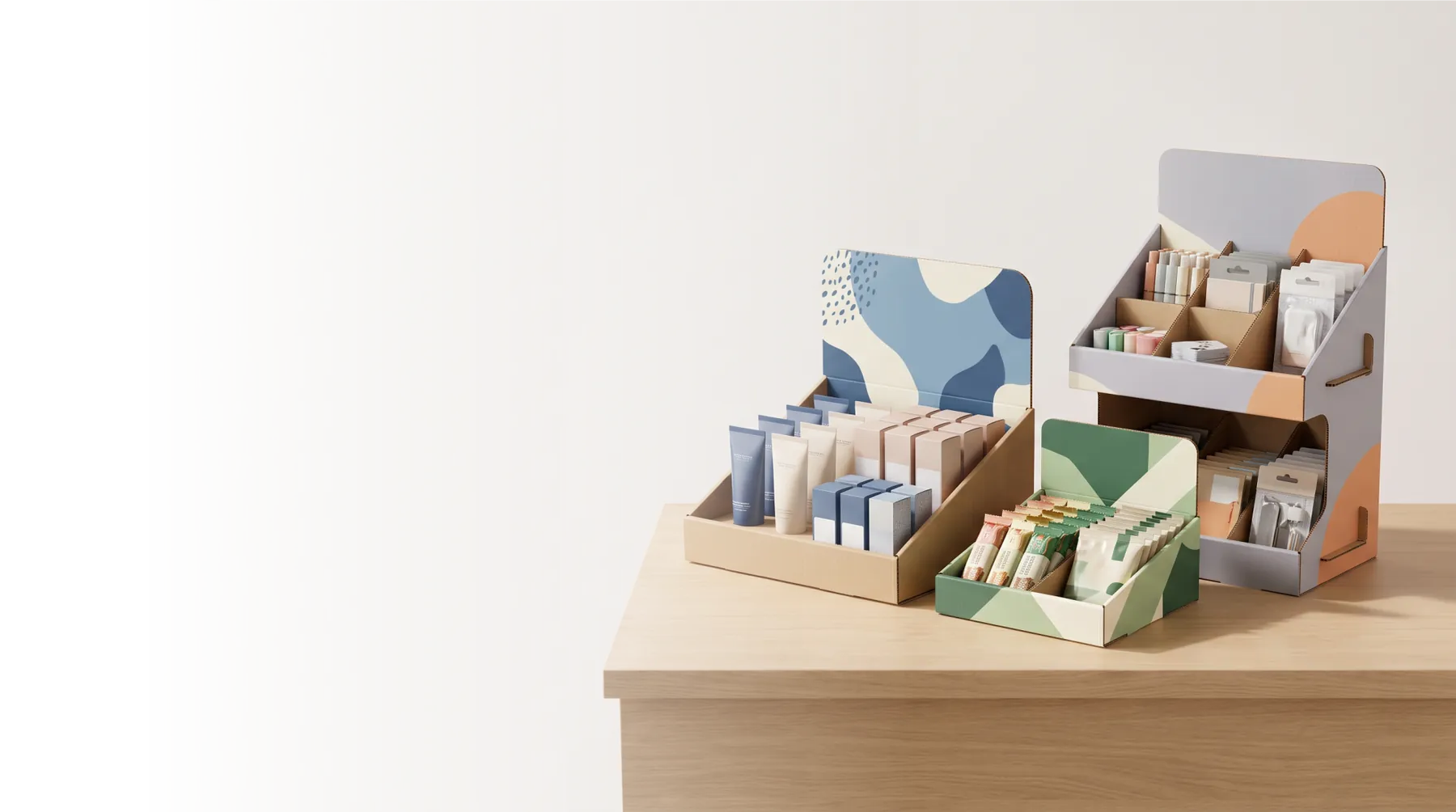 Cardboard display boxes and counter displays