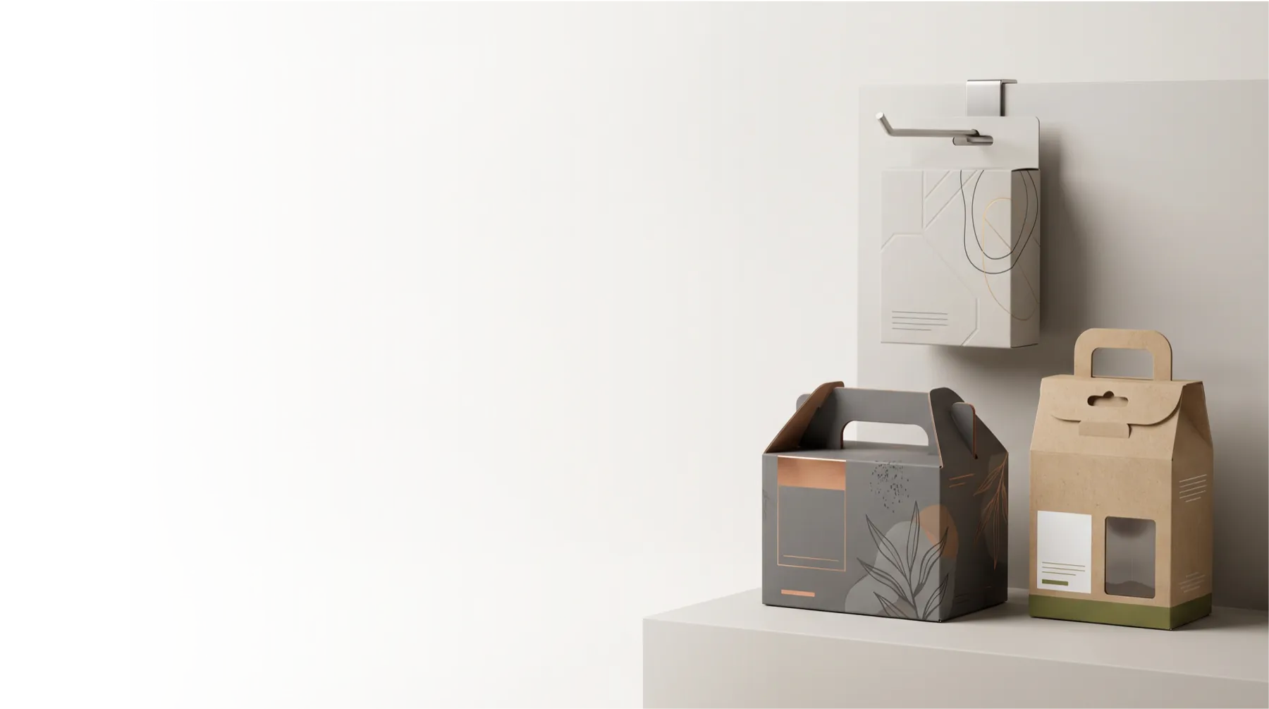 Hang tab and handle boxes, built to display, built to carry