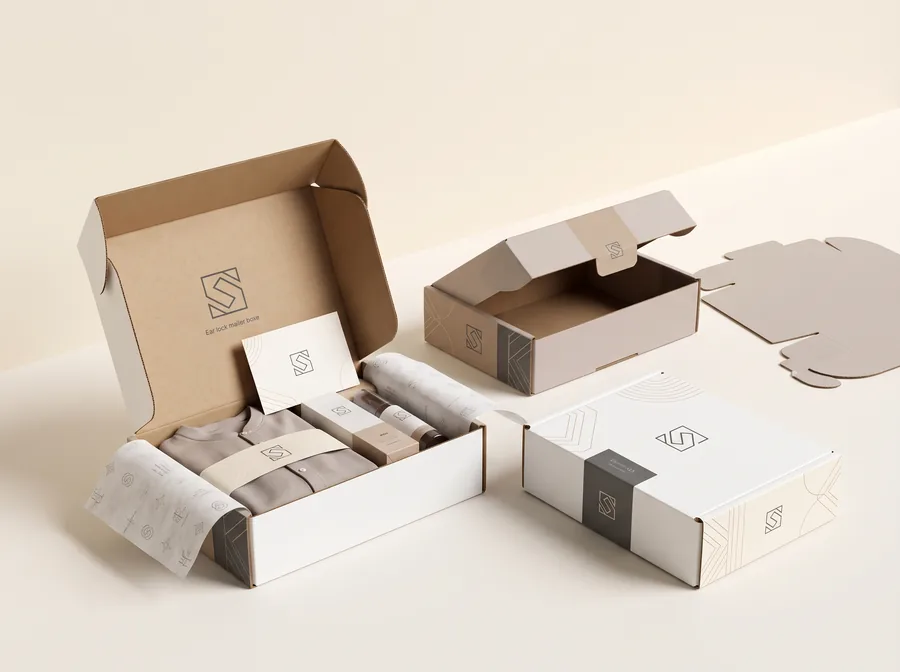 Ear lock mailer boxes