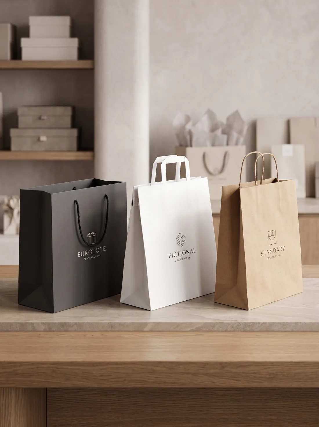 Eurotote, fold-over, and standard construction shopping bags compared